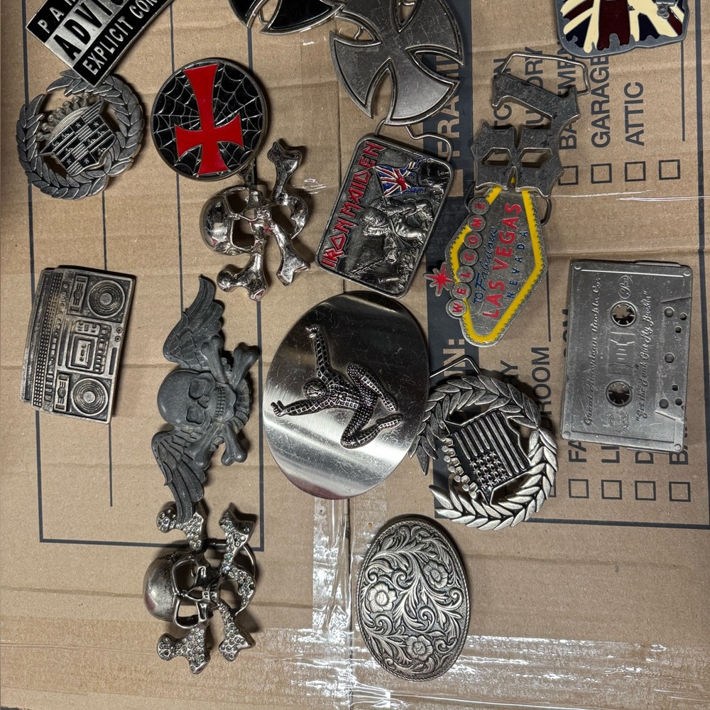 Silver and Black Belt Buckle Set